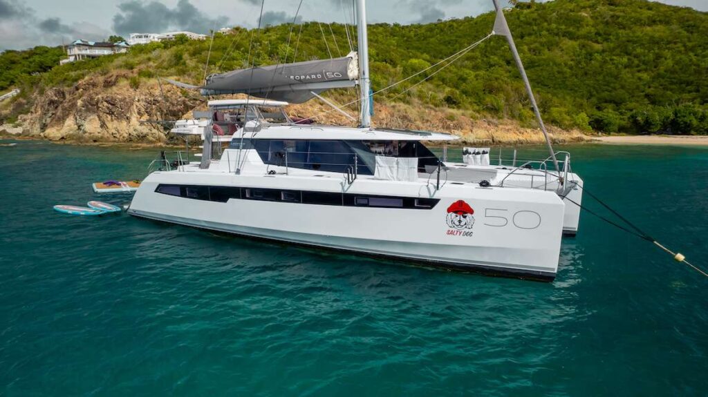 Charter Catamaran SALTY DOG Accommodates 8 guests in 4 cabins. All Inclusive week charters in the BVI starting at $30,500. With Crew