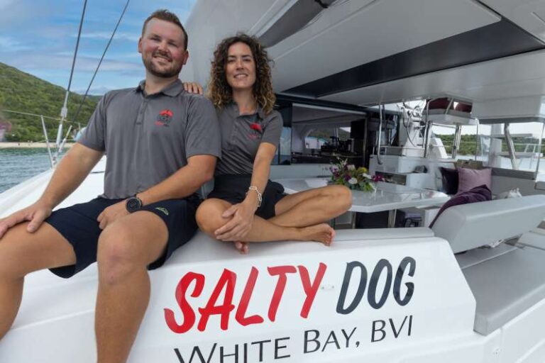 Charter Catamaran SALTY DOG Accommodates 8 guests in 4 cabins. All Inclusive week charters in the BVI starting at $30,500. With Crew