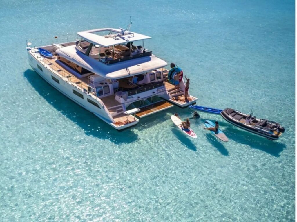 Charter Catamaran SERENITY Accommodates 8 guests in 4 cabins. All Inclusive week charters in the BVI starting at $43,000. Captain & Chef Onboard.