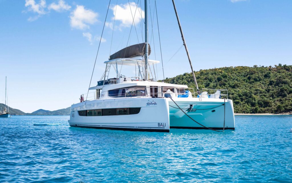 Charter Catamaran KASIOPEJA Accommodates 8 guests in 4 cabins. All Inclusive week charters in the BVI starting at $20,000. Captain & Chef Onboard.
