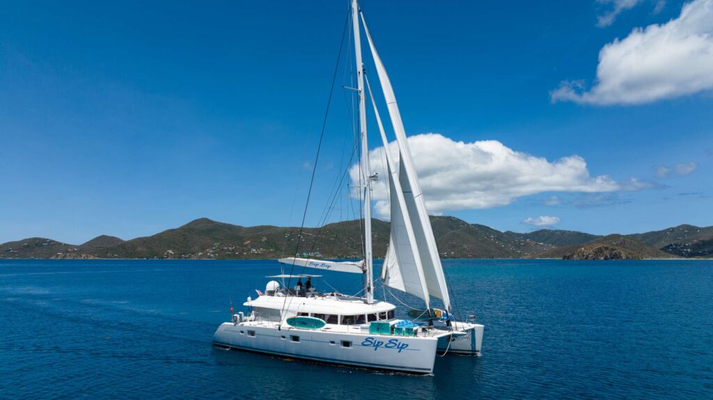 Charter Catamaran SIP SIP Accommodates 6 guests in 3 cabins. All Inclusive week charters in the BVI starting at $34,500. Captain & Chef Onboard.