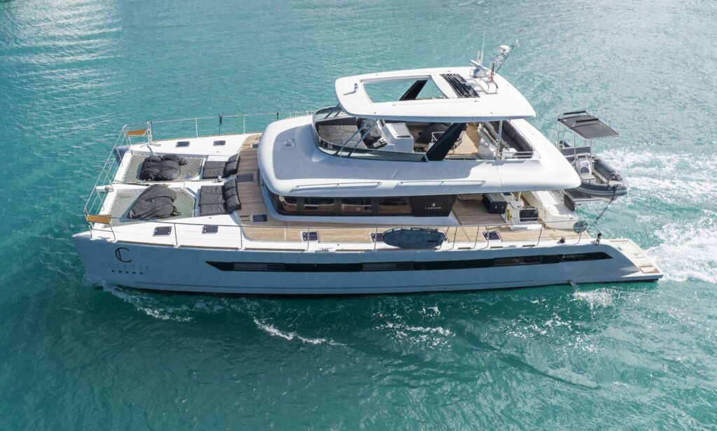 Charter Catamaran HULYA Accommodates 8 guests in 4 cabins. All Inclusive week charters in the Bahamas starting at $33,000 with crew. Ask Us for a Quote! Sheer Yachting